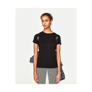 Zara Woman Black Short Sleeve T-Shirt. Size Small.